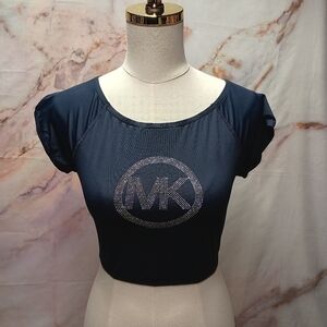 Michael Kors Navy Rashguard Swim Top